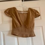 Aerie  small tan brown velour v neck crop tshirt lounge comfy Photo 2