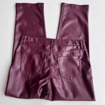 Anthropologie  Joie Faux Leather Pants Size 8 Burgundy Straight Fit High Waist Photo 10