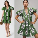 Hunter Bell  Wilkes Dress Herring Green Puff Sleeve Cotton Size Medium NWT Photo 3