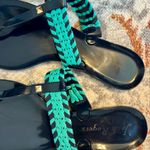 Jack Rogers sandals plastic navy blue and teal woven strap size 8 beach Photo 2