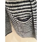 Shasa Open Front Cardigan Sweater Knit Black White Striped Small Photo 3