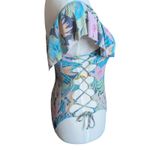 Tinibikini Swimwear Tropical Floral Ruffle Scallop One Piece Swimsuit XS Photo 2