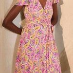 Boden USA BODEN Evangeline Jersey Faux Wrap Dress Party Pink Summer Paisley Size 6 NWT Photo 0