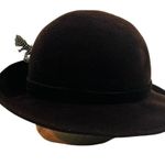 Vintage Geo W Bollman Lords Chocolate Doeskin Felt Wool Hat Feather Photo 4