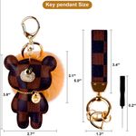 New Damier style checkered print key fob keychain SAME DAY SHIPPING Brown Photo 2