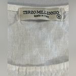 Terzo Millennio Made In Italy 100% Linen Tunic Top Blouse w/Button Back White Size M Photo 6