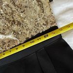 Gianni Bini  Brittany Gold Sequin Top Black Ponte Bottom Cocktail Dress Size 2 Photo 4