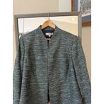 Kasper Black Metallic Thread Tweed Long Sleeve Open Front Blazer Women's Size 16 Green Photo 1