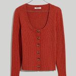 Madewell  Sweater Cardigan Top Scoopneck Cropped Buttons Front Textured Rust Pink Photo 13