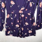 Anthropologie NWT Urban Outfitters Ecote Purple Floral Plunge V-Neck Long Sleeve Romper-10 Photo 1