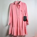 Tuckernuck Callahan Crepe Peach Shirt Mini Dress Long Sleeves XL NEW Photo 1
