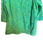 Multiples Tunic Top Womens 2X Green Sheer Textured Embroidered Lagenlook Blouse Photo 3