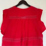 Isabel Marant  Etoile Red Square Neck Ruffle Short Sleeve Blouse 38 US 6 Photo 5