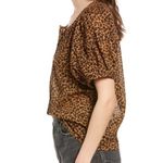 Madewell NWOT Painted Leopard Balloon Sleeve Button-Up Top size small (b3) Photo 3