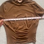 Moa Moa Women’s Mocha Brown Mock Neck Ruched Crop Top Sz Sm Photo 2
