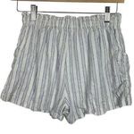 Urban Outfitters River Linen Blend Striped Pull On Shorts in Ivory/Blue Size S Photo 6