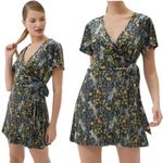 Urban Outfitters Tiger Snake Print Velvet Wrap Mini Dress Women's XS Multi NWOT Photo 1