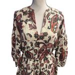 ZARA Paisley Print Lace Up Waist Shirt Dress For Women Chic Retro Size Medium Photo 6