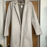 ZARA Women’s Light Grey Wool-Blend Long Jacket. Size: Medium Photo 0