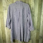 Foxcroft Size 18 Linen Purple & White Stripe Hidden Button Front Shirt Top Photo 6