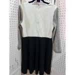 Loft Black White Textured Knit Sweater Dress Women's Size 12 Long Sleeve Photo 6
