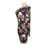 Heart & Hips #825  Women's Medium Black Floral Print Midi Dress Photo 2