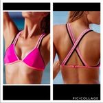 Victoria's Secret Victoria’s Secret Pink and Black Bright Neon Strappy Bikini Bathing Suit Top Photo 1