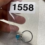 Silver Plated Mermaid Tail Oceanic Blue Glass Ball Adjustable Cocktail Ring Sz 7 Photo 6