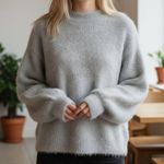 easel  Fuzzy Sweater Gray Shaggy Knit Pullover Cozy Grunge Y2K Softcore M Medium Photo 0