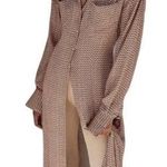 ZARA  Floral Print Silky Texture Long Sleeve Button Front Shirt Maxi Dress Sz XS Photo 1