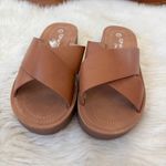 Top Moda  Tan Faux Leather Cross-Band Sandals Photo 5