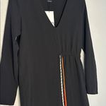 ZARA NEW Black Midi Dress Rope Tie Waist Long Sleeve Sporty Prep Casual V Neck Photo 10