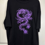 SheIn  Black Purple Dragon Short Sleeve Shirt Size Large EUC #2607 Photo 0
