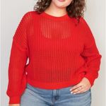 Old Navy  Orange Open Knit Long Sleeve Cropped Pullover Top Women’s Size XL Photo 0
