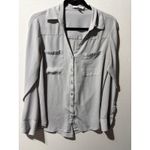 EXPRESS The Portofino Shirt Slim Fit Long Sleeve Button Up Gray Women's M Photo 2