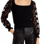 French Connection  Juri Mozard Caballo Lace Sleeve Sweater Cotton Black Size XS Photo 0