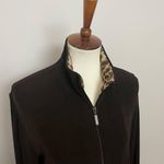 Chico's Travelers Jacket Full Zip Mock Neck Pockets Wrinkle Free Leopard Brown Photo 4