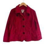 Y2K Western Red Corduroy Jacket 1X Button Front Plus Size Stretch Holiday Bold Photo 0