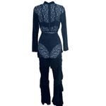 Missguided Carli Bybel x  Navy Blue Lace 2 Piece Festival Matching Set small 4-6 Photo 6
