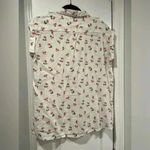 Velvet Heart  Linen Blend Short Roll Sleeve Button Down Shirt Cherry Print Size S Photo 2