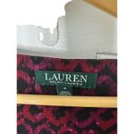 Ralph Lauren Lauren Dress Black Pink Printed Career Stretch Ruched Faux Wrap 6 Photo 5