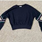 NEW "Michelle By Comune" women's XS navy cropped sweatshirt Elbow cutout Blue Photo 5