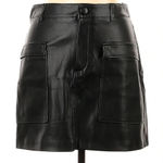 ZARA Black Punk Goth Vegan Faux Leather Cargo Mini Skirt Women’s Size Large L Photo 0