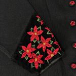 Tiara International VTG Black Poinsettia Embroidered Xmas Sweater Cardigan XL Photo 3