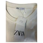 ZARA New  Dress Womens M Extended Shoulder Midi Tank Cinched Drawcord Waist Ivory Photo 4