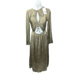 ZARA NEW Khaki Olive Green Silky Satin Cutout Long Sleeve Midi Maxi Dress Sz XS Photo 4