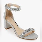 BADGLEY MISCHKA JEWEL BRONWEN SILVER EMBELLISHED EVENING WEDDING PROM SIZE 8 Photo 0