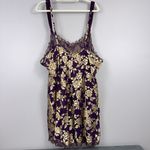 Cacique  Chemise Nighty Size 26/28 Purple Gold Floral Lace Semi-Sheer Negligee Photo 6