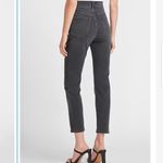 EXPRESS Super High Waisted Black Tonal Snakeskin Print Slim Ankle Jeans Sz 0 New Photo 0