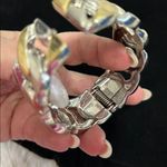 Vintage Two Tone Chain Link Cuff Bracelet Photo 5